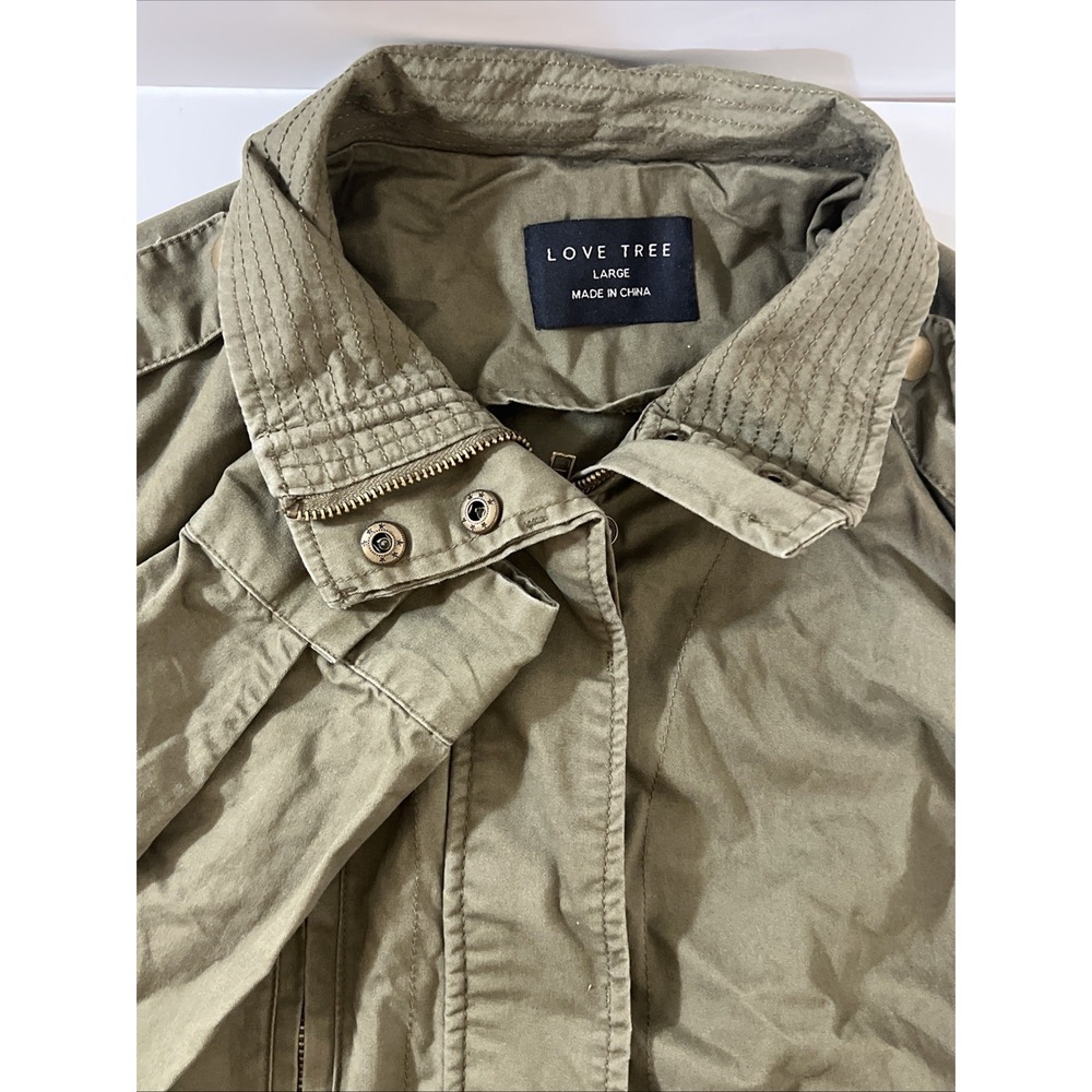 Love Tree‎ Jacket Women's Size  L Cotton Olive Green Bomber Jacket - Picture 3 of 8